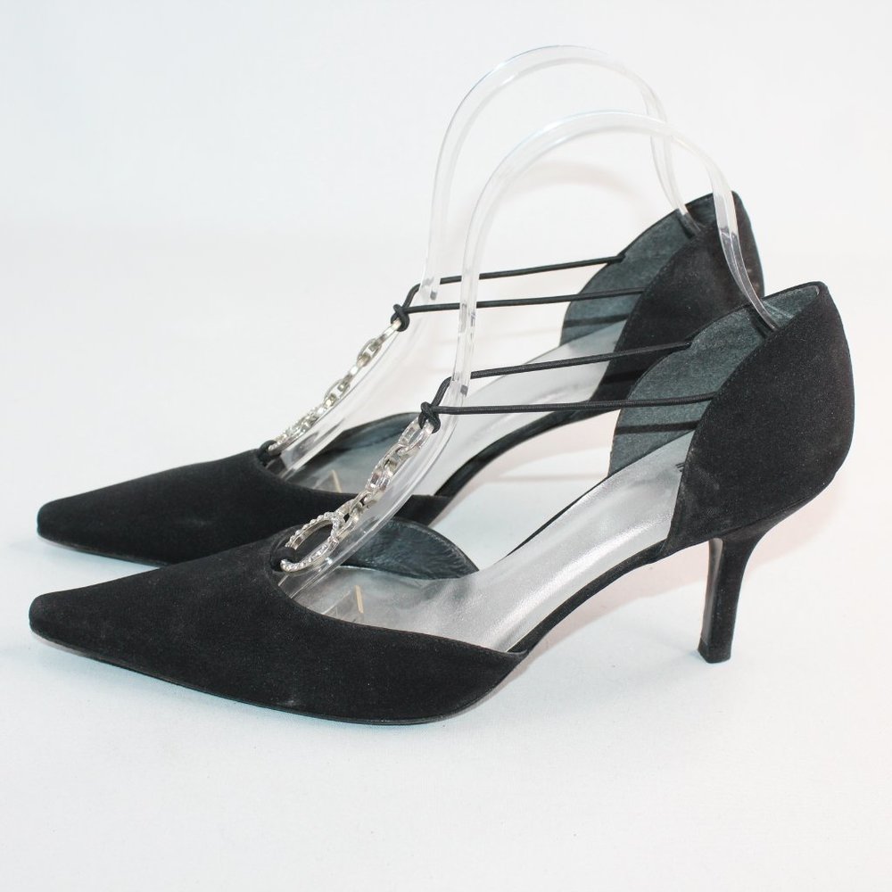 Stuart Weitzman Black Pointed Toe D'Orsay High Heels #123 - Picture 6 of 13
